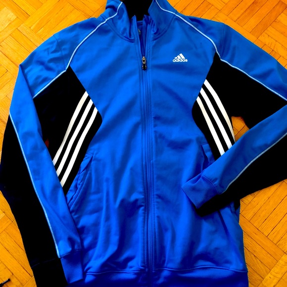 Adidas Zip Up Sweater: Blue & white adidas Stripes - Picture 1 of 1
